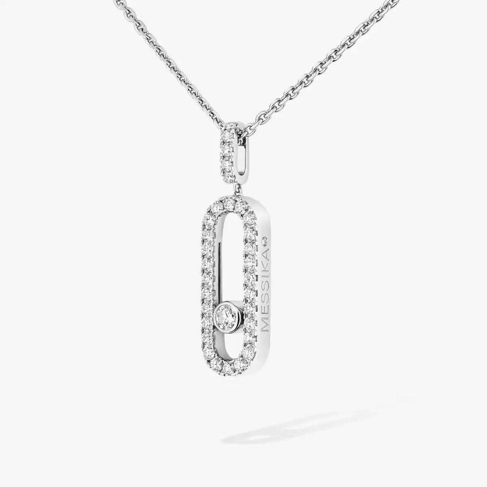 Move Uno Anhängerkette mit Diamanten ausgefasst, großes Modell