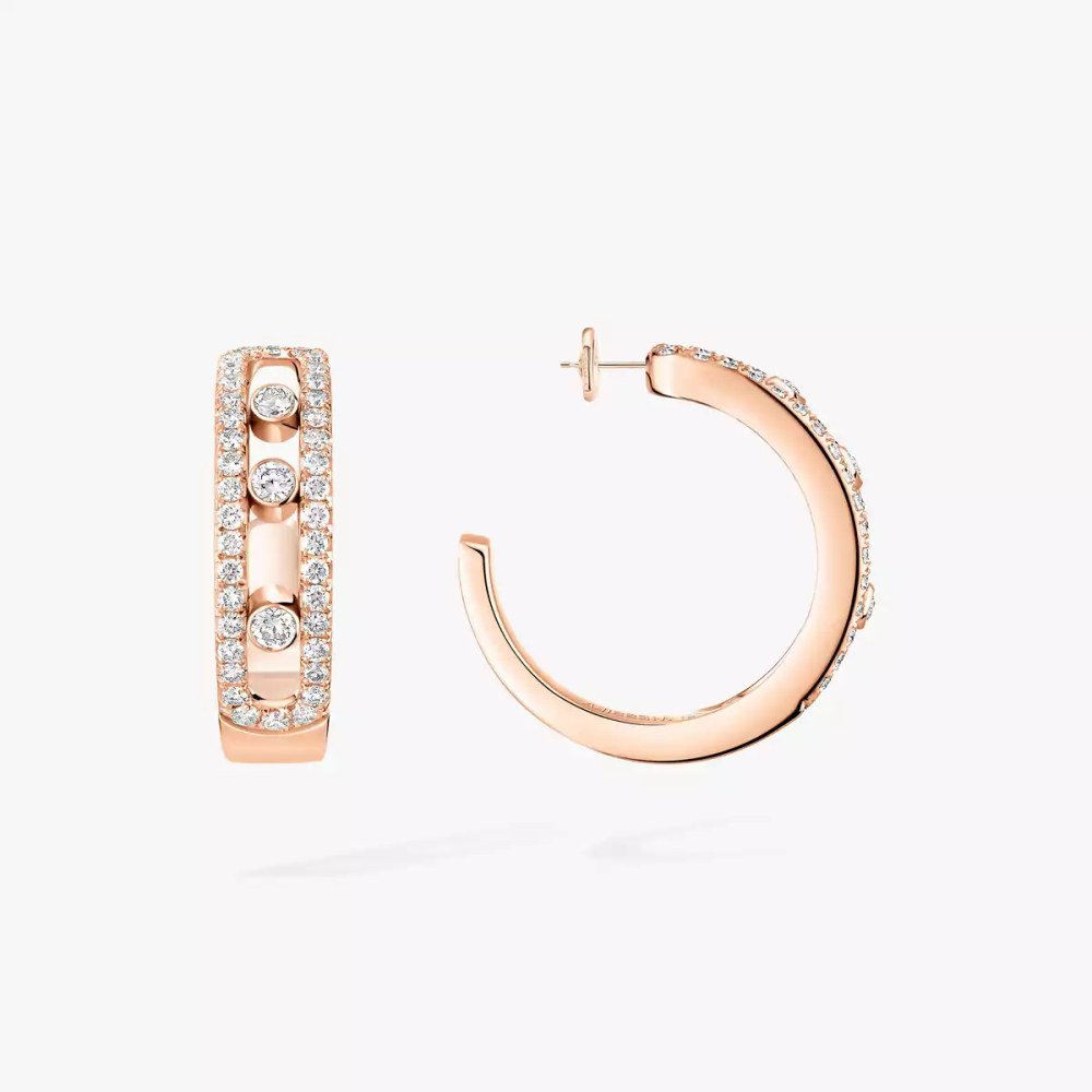 Move Pavé Hoop Pink Gold Diamond Earrings