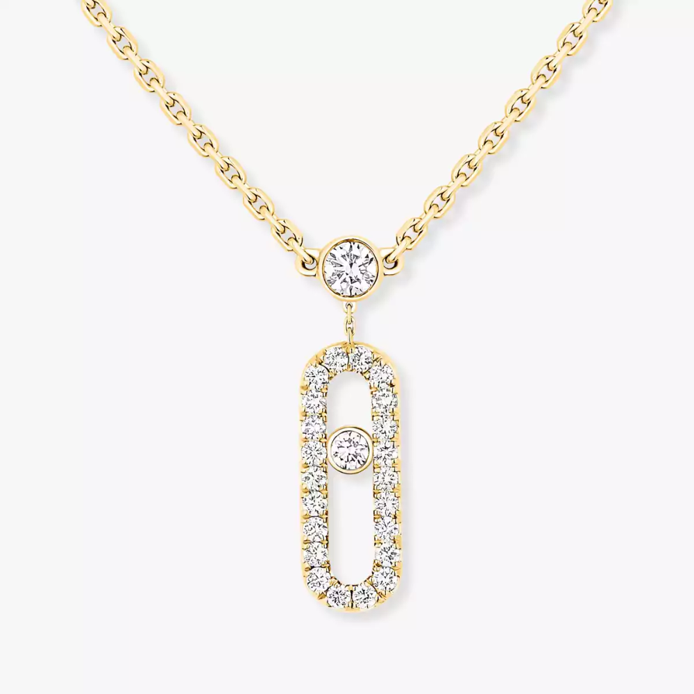 Collier 2 rangs pavé Move Uno Kette Diamant Gelbgold