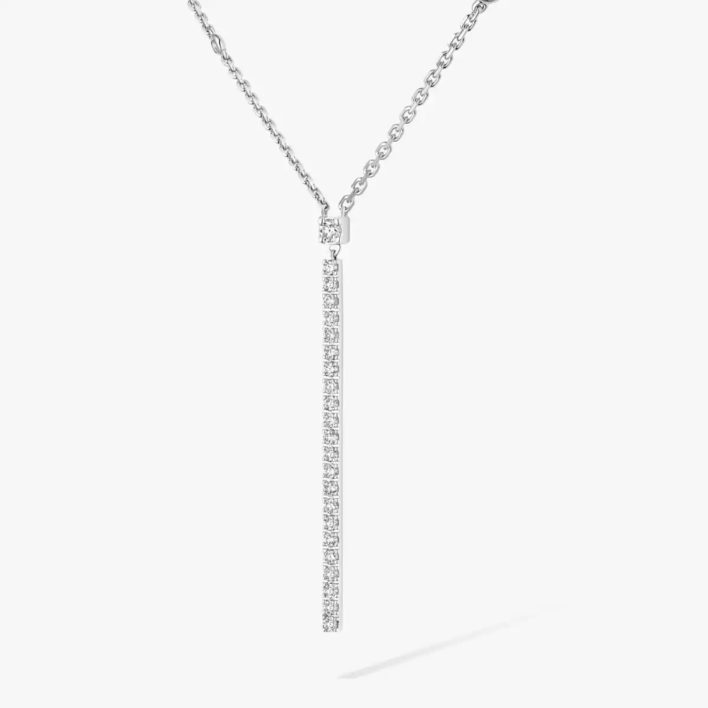Collier barrette verticale Gatsby Kette Diamant Weißgold