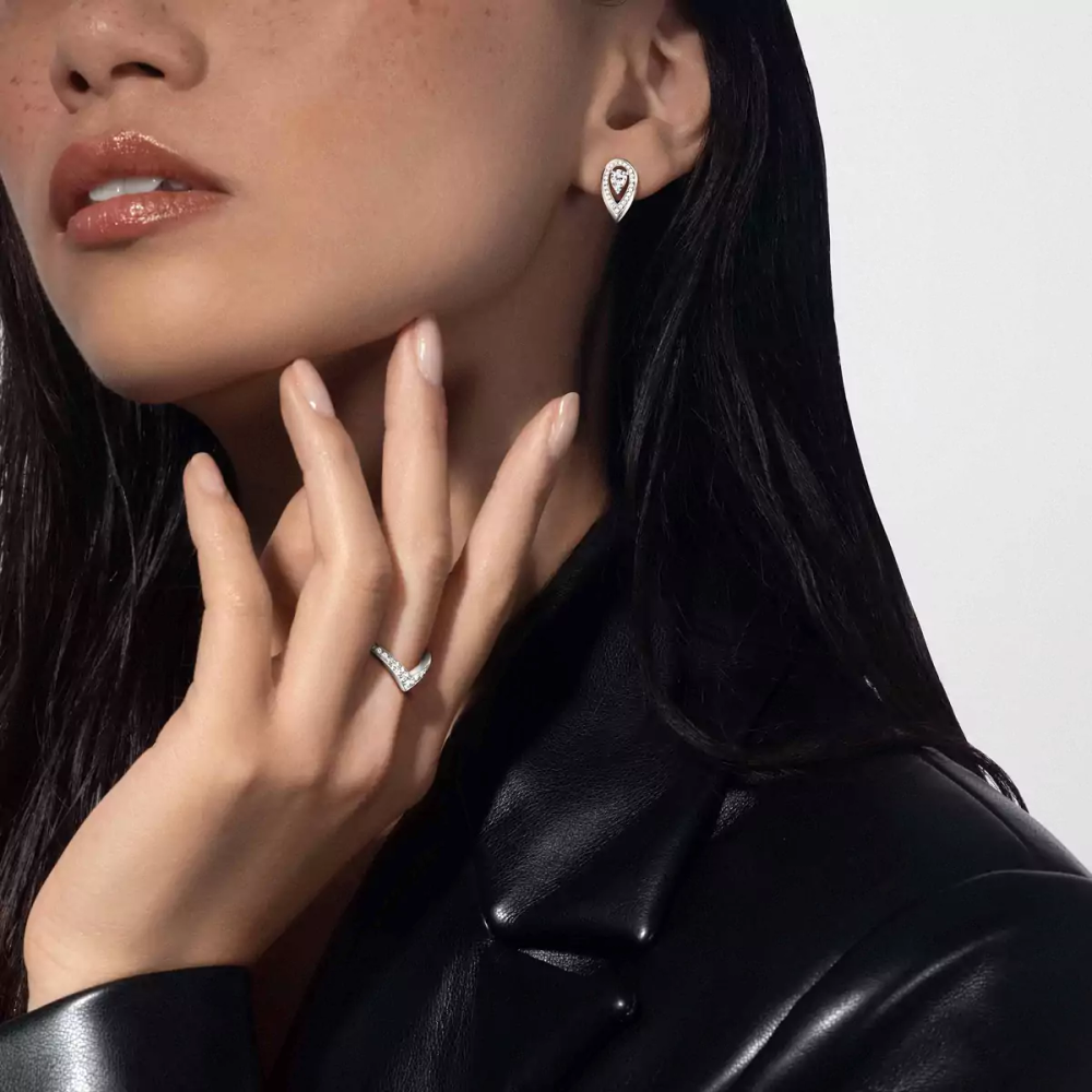 Fiery Ehering Mit Diamanten ausgefasst Ring Diamant Weißgold