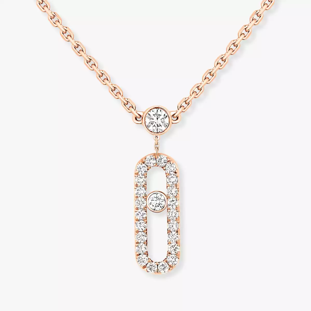 Collier 2 rangs pavé Move Uno Kette Diamant Roségold