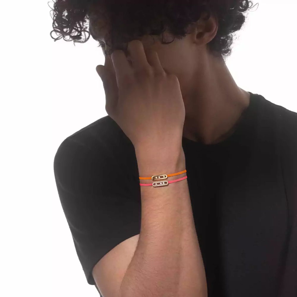 Messika Care(s) Armband Schnur Rosa mit Diamanten ausgefasst