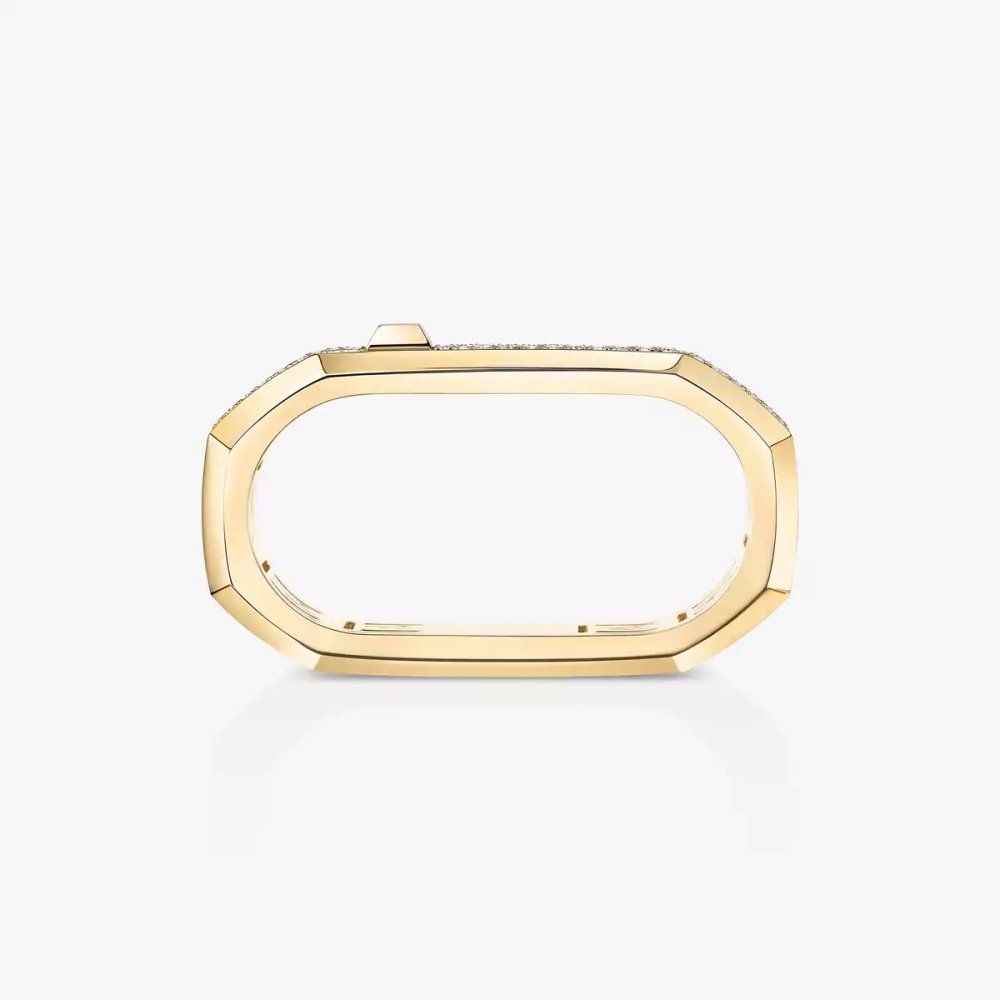 Moderniste two-finger pavé ring