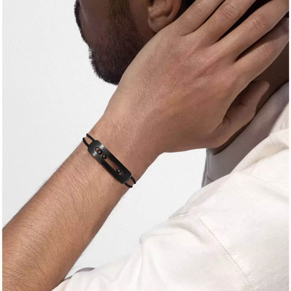 Move Titanium black cord bracelet, large model