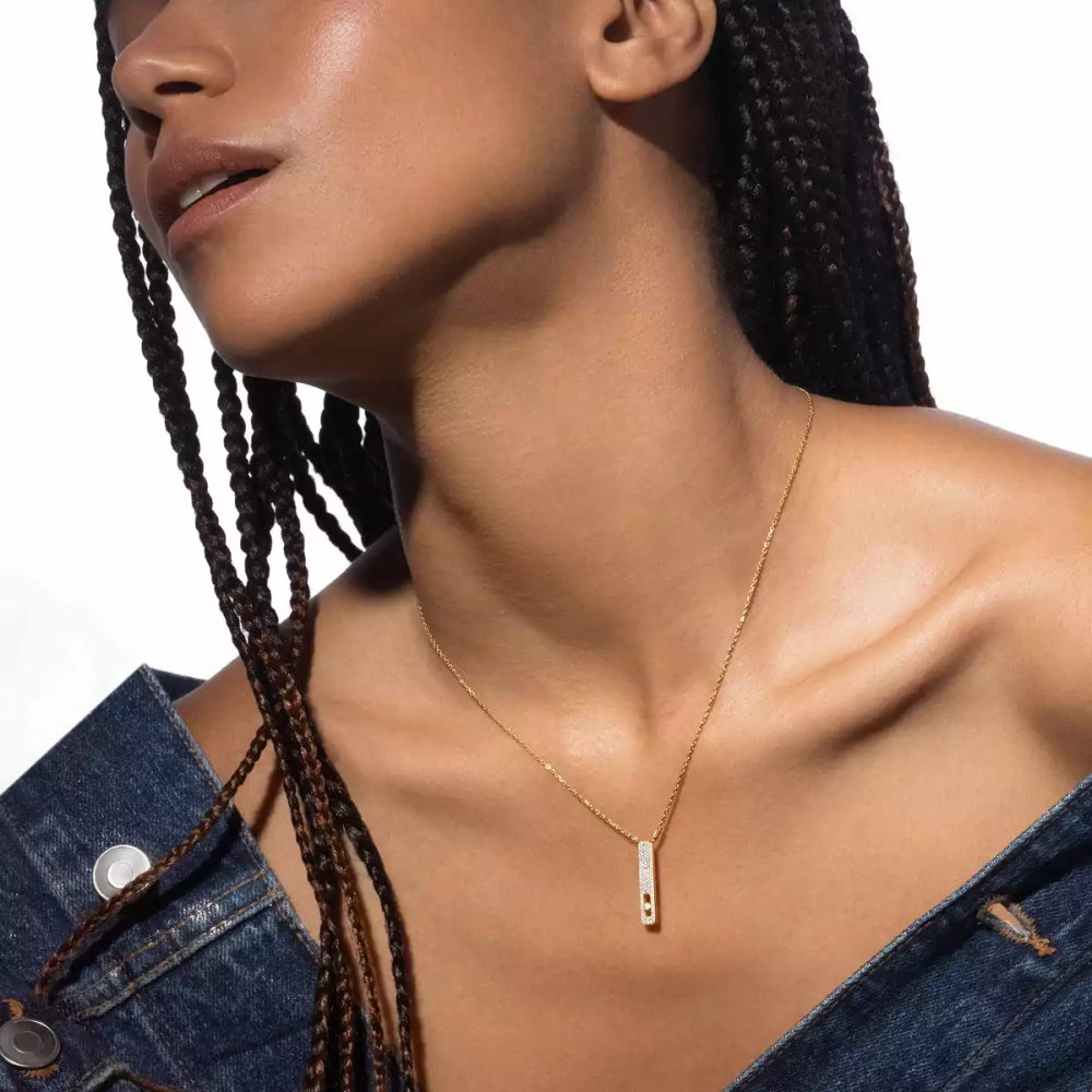 Mit Diamanten ausgefasste My First Diamond Halskette Kette Diamant Gelbgold