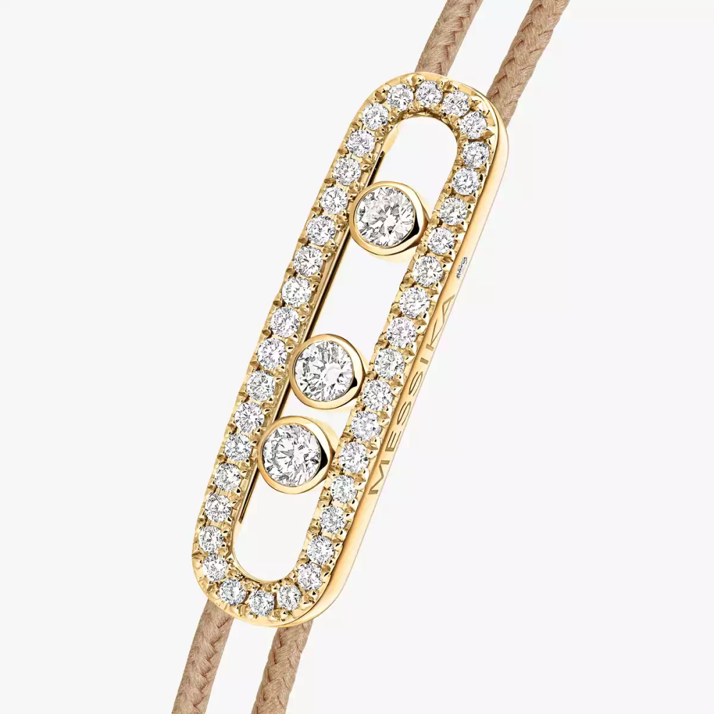 Messika Care(s) beige cord pavé bracelet