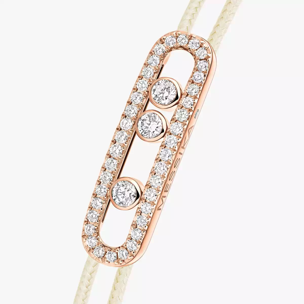 Messika Care(s) Armband Schnur Creme mit Diamanten ausgefasst