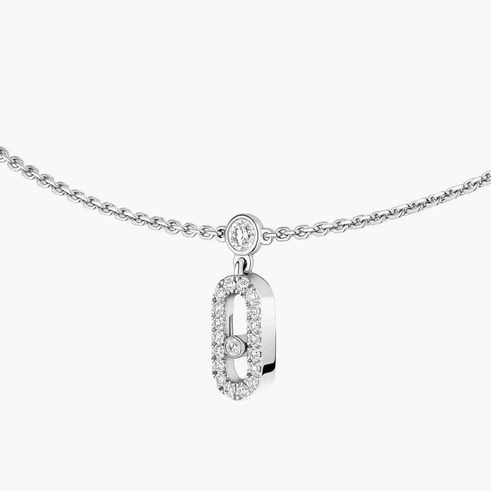 Move Uno Pavé Drop Pendant Choker White Gold Diamond Necklace