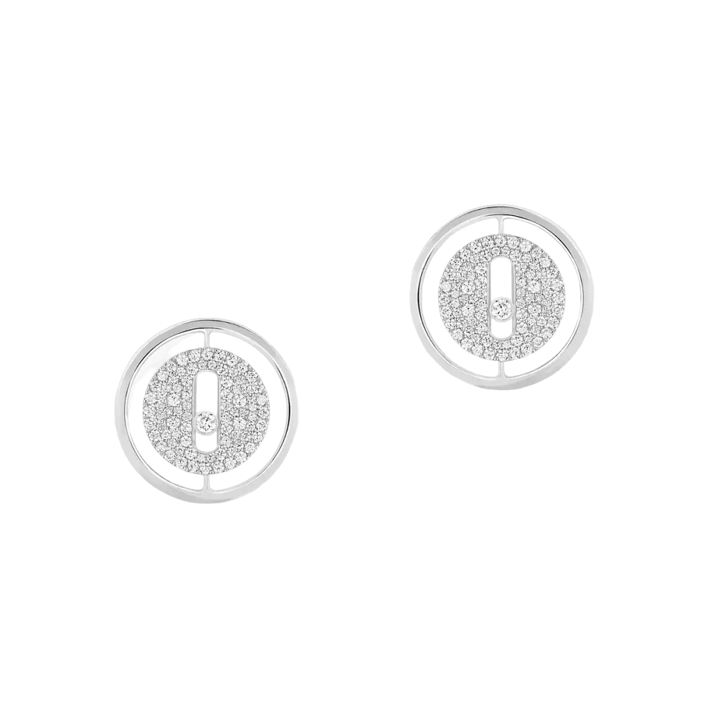 Lucky Move Diamond Pavé Stud White Gold Diamond Earrings