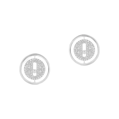 Lucky Move Diamond Pavé Stud White Gold Diamond Earrings