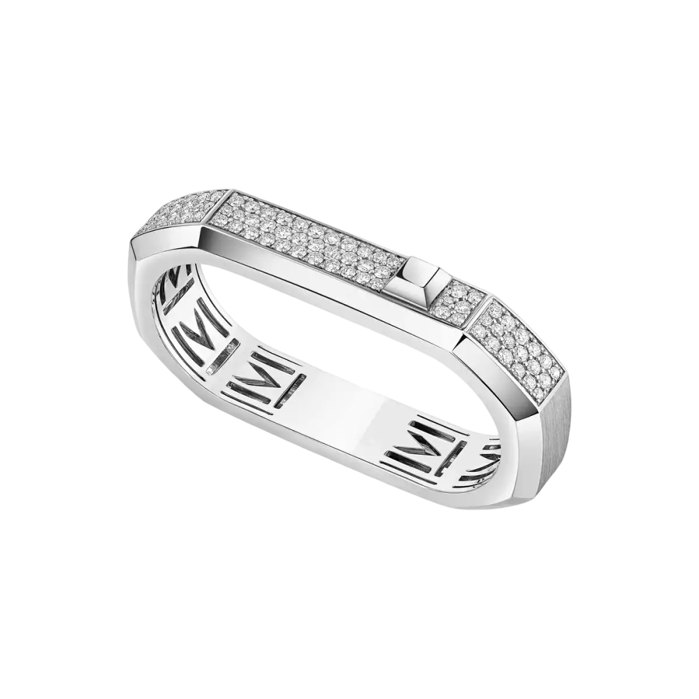 Moderniste two-finger pavé ring