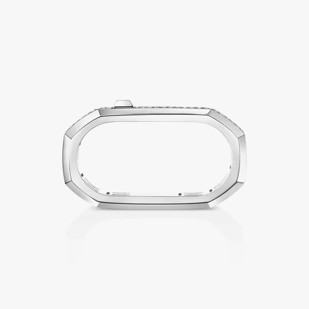 Moderniste two-finger pavé ring