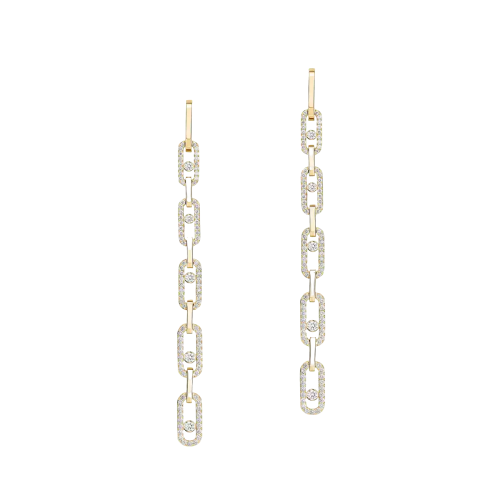 Move Link Multi Pendant Earrings Yellow Gold Diamond Earrings