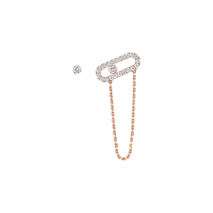Move Uno Chain and Stud earrings Pink Gold Diamond Earrings