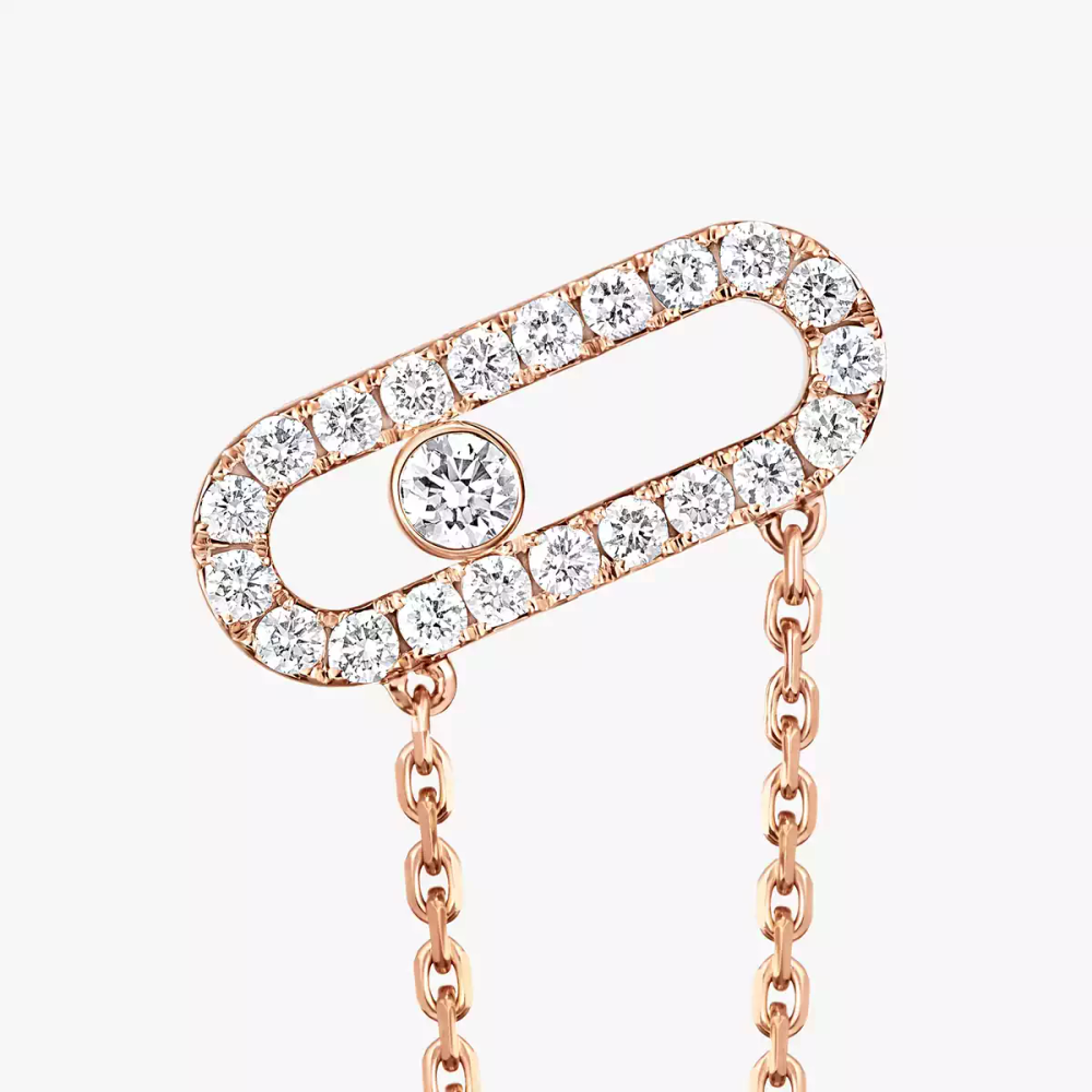 Move Uno Chain and Stud earrings Pink Gold Diamond Earrings
