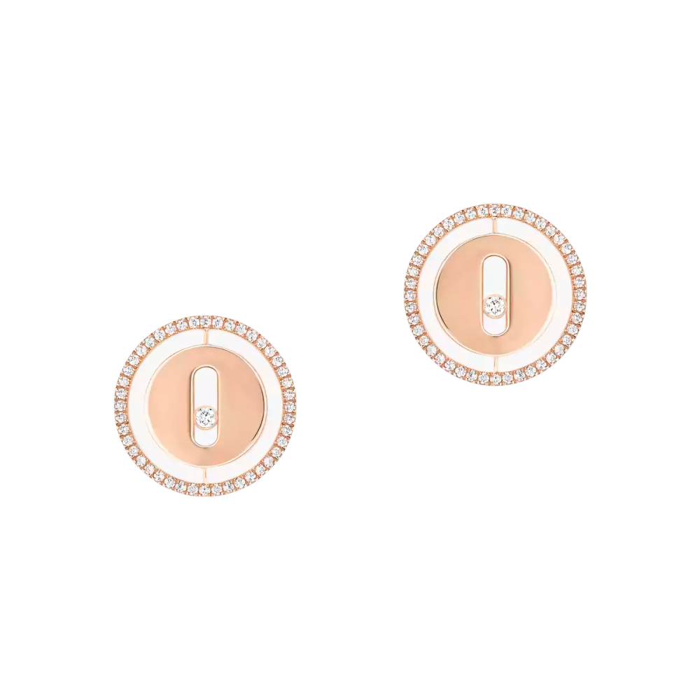 Lucky Move Stud Pink Gold Diamond Earrings