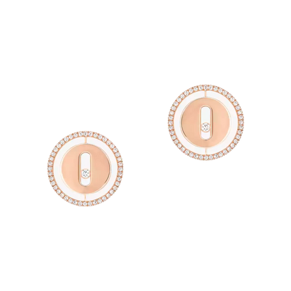 Lucky Move Stud Pink Gold Diamond Earrings