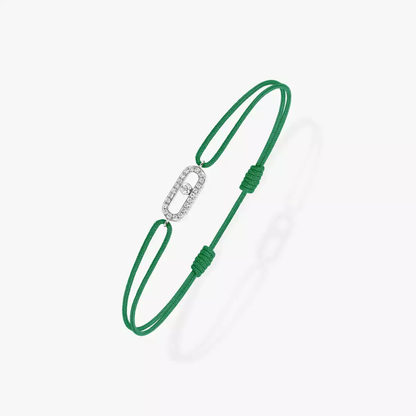 Move Uno Armband Schnur Grün Armband aus Weißgold Schnur in Grün