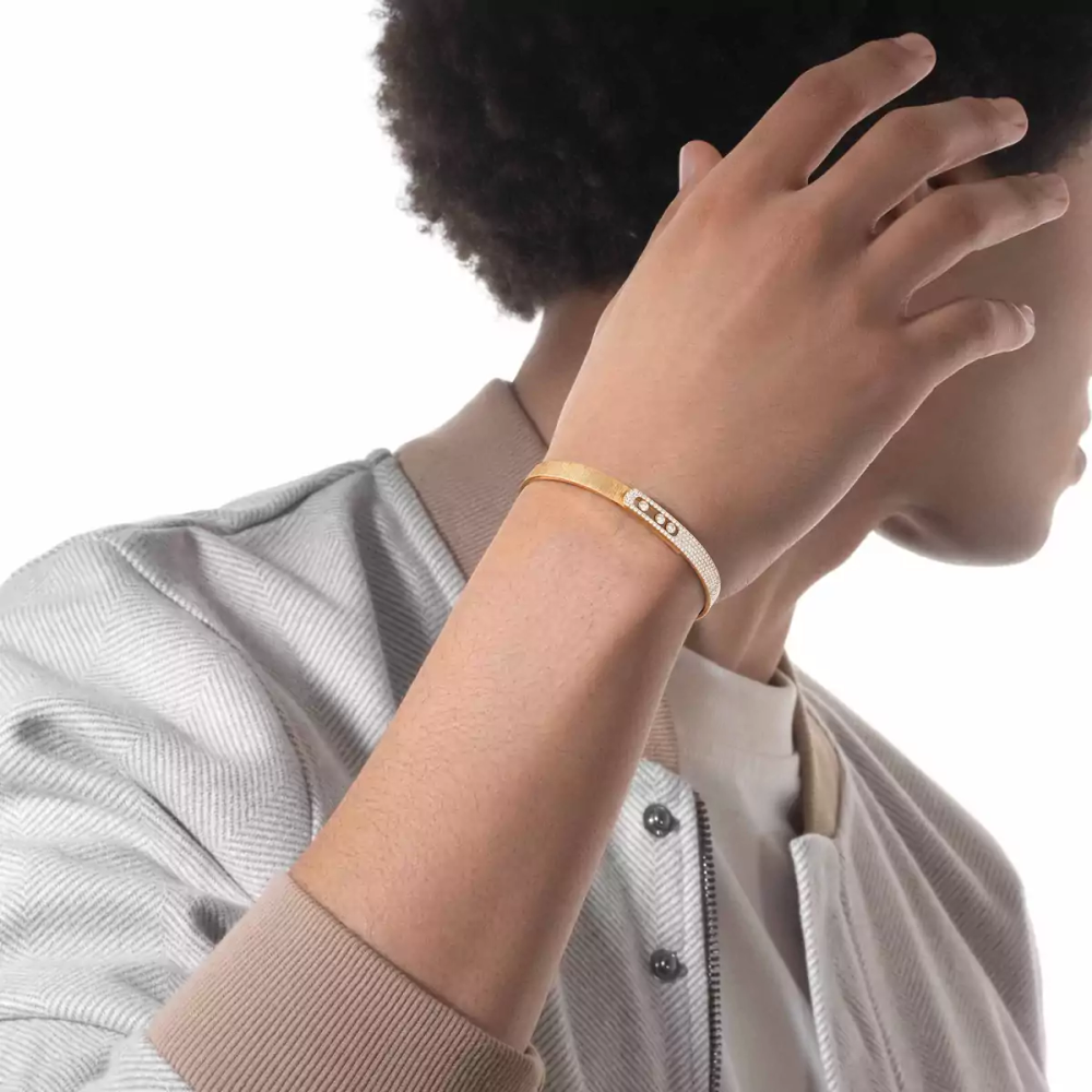 Bangle semi-pavé Move Noa Ciselé