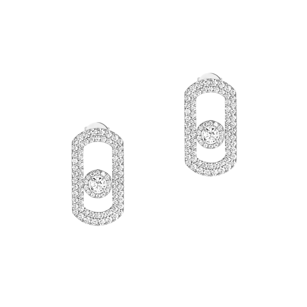 Boucles d'oreilles pavées So Move Boucles d'oreilles Diamant Or Blanc