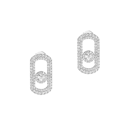 Boucles d'oreilles pavées So Move Boucles d'oreilles Diamant Or Blanc