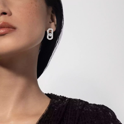 Boucles d'oreilles pavées So Move Boucles d'oreilles Diamant Or Blanc