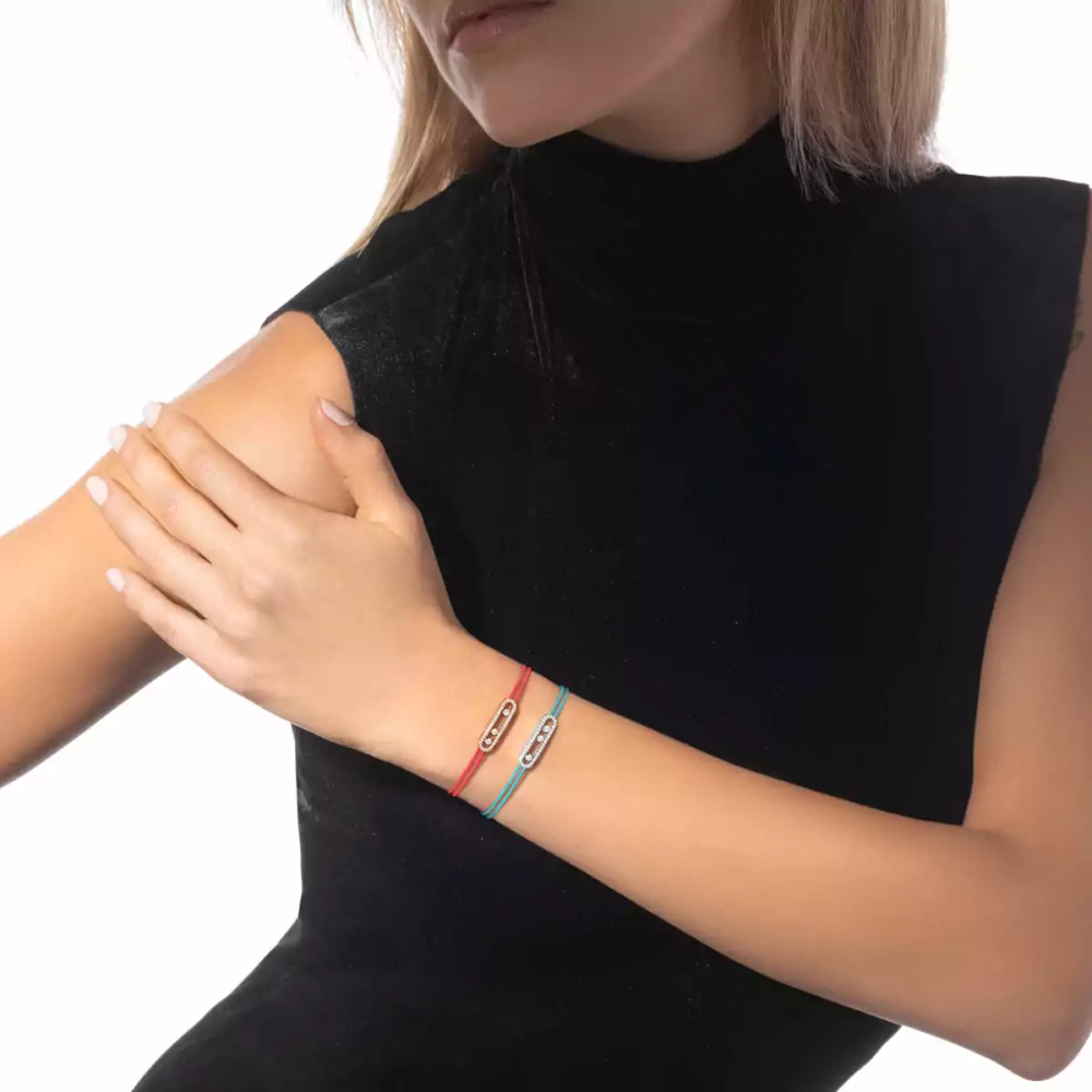 Messika CARE(S) Schnur Blau Mit Diamanten Ausgefasst