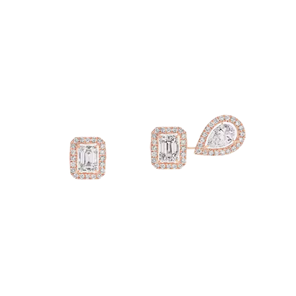 My Twin 1+2 0.20 ct x3 Pink Gold Diamond Earrings