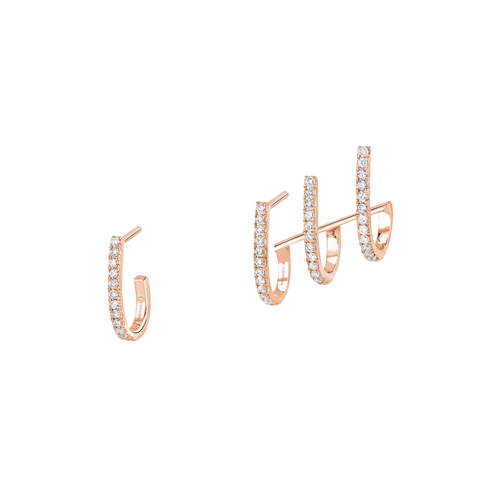 Multi-créoles Gatsby Boucles d'oreilles Diamant Or Rose