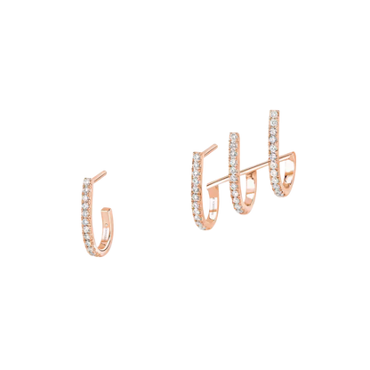 Multi-créoles Gatsby Boucles d'oreilles Diamant Or Rose