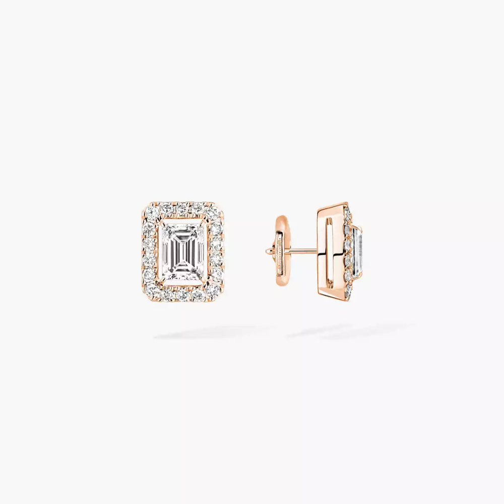 Joy emerald-cut diamond earrings, small