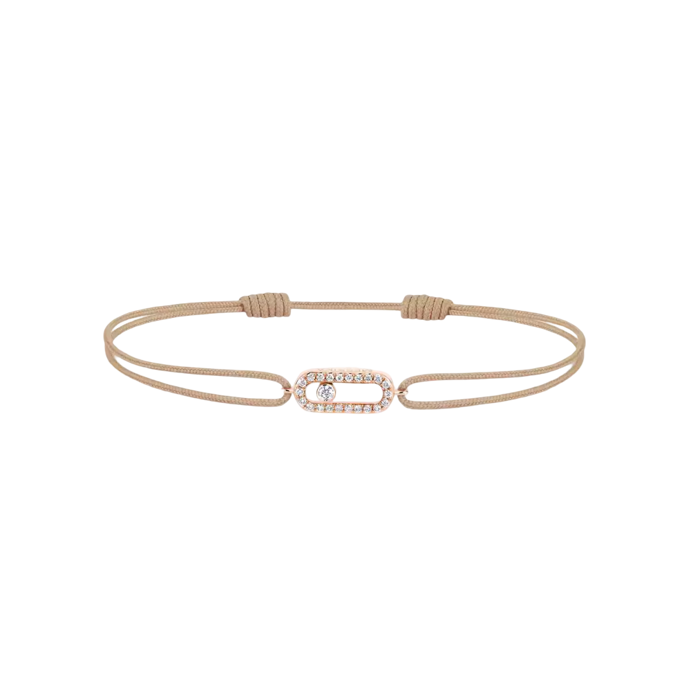 Move Uno Schnur in Beige Armband Diamant Roségold