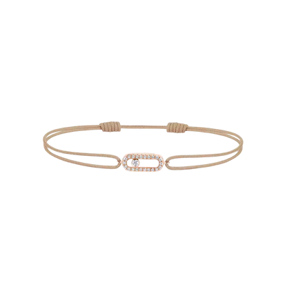 Move Uno Schnur in Beige Armband Diamant Roségold