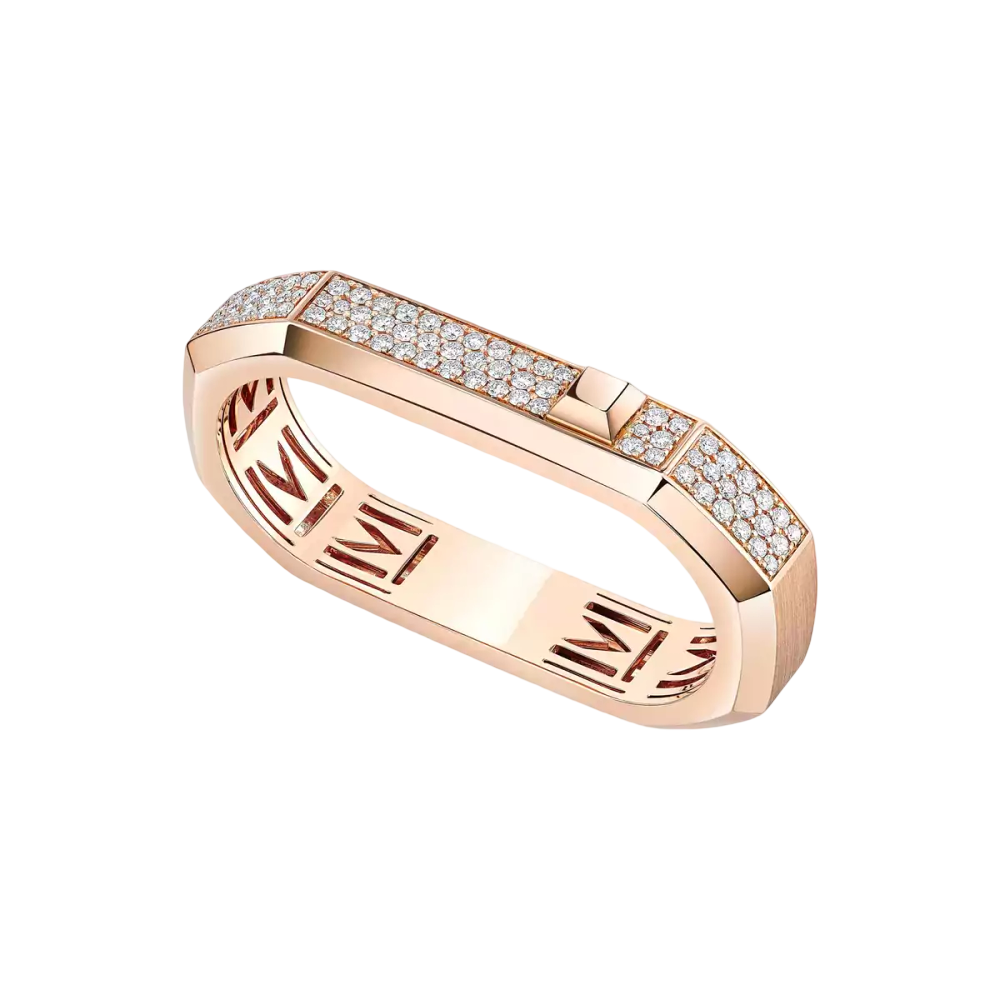 Bague 2 doigts pavée Moderniste