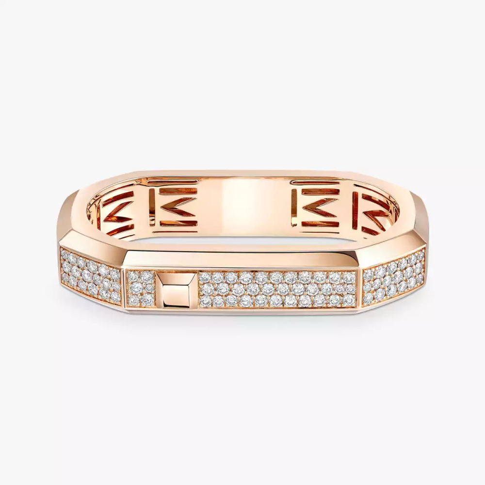 Bague 2 doigts pavée Moderniste