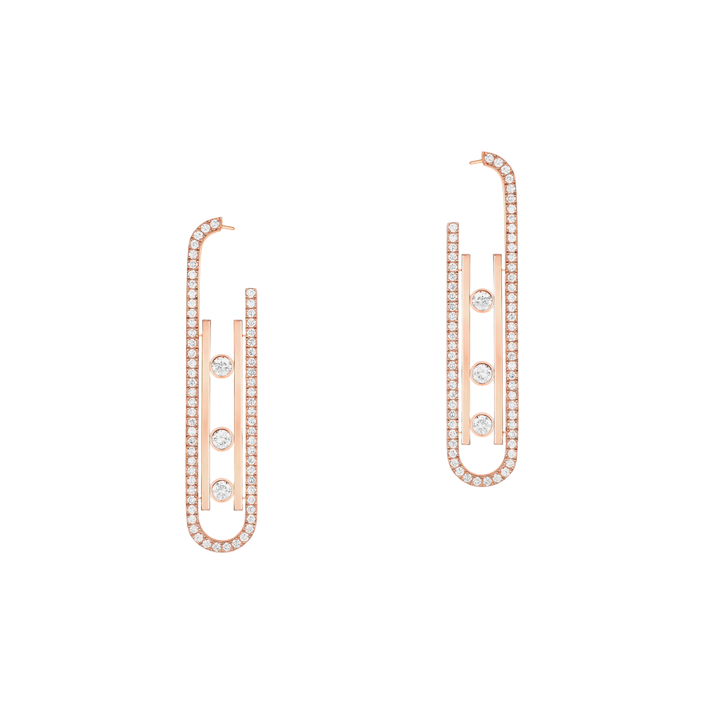 Move 10th SM Earrings Pink Gold Diamond Earrings