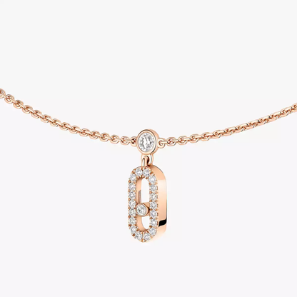 Move Uno Pavé Drop Pendant Choker Pink Gold Diamond Necklace
