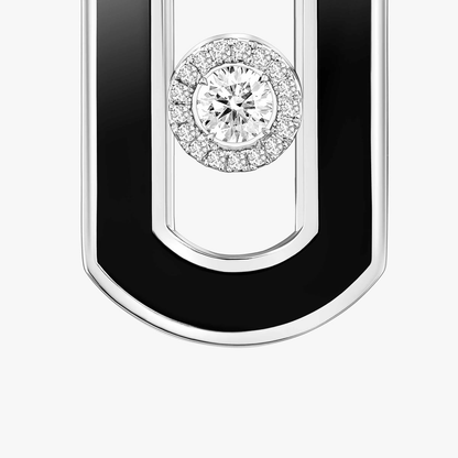So Move Ohrhänger Onyx So Move Ohrringe aus 18 Karat Weißgold und Onyx mit Diamanten ausgefasst und mit einem beweglichen Diamanten im Brillantschliff in der Mitte, von einer Diamantumrandung in Szene gesetzt.