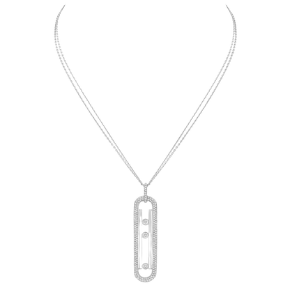 Lange Move 10th Anniversary Halskette mit Anhänger Kette Diamant Weißgold