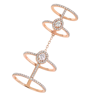 Bague double pavée Glam'Azone Bague Diamant Or Rose