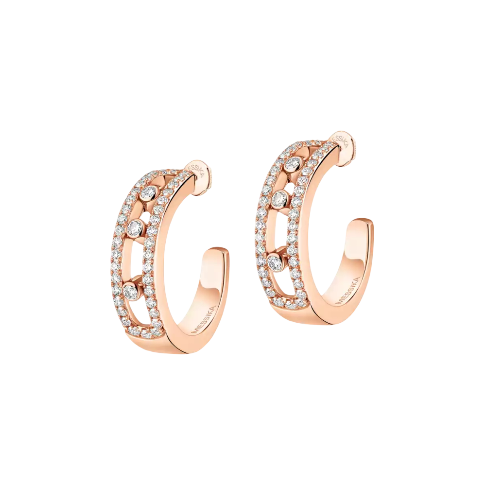 Move Pavé Hoop Pink Gold Diamond Earrings