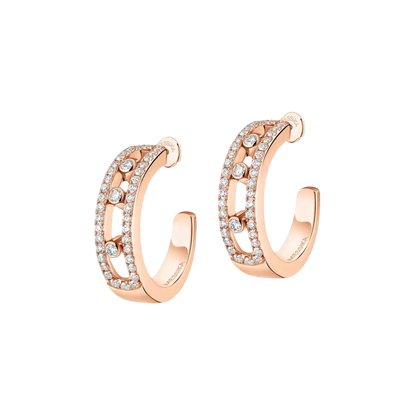 Move Pavé Hoop Pink Gold Diamond Earrings