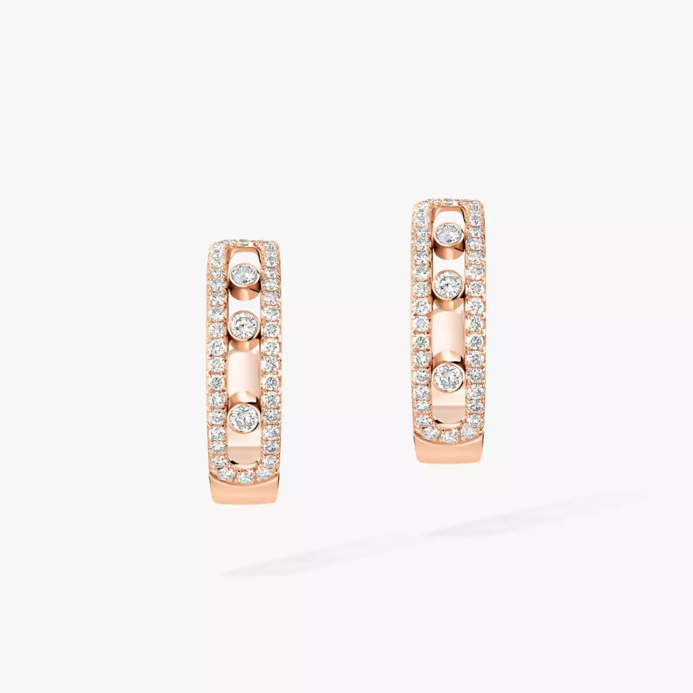 Move Pavé Hoop Pink Gold Diamond Earrings