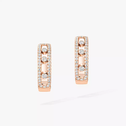 Move Pavé Hoop Pink Gold Diamond Earrings