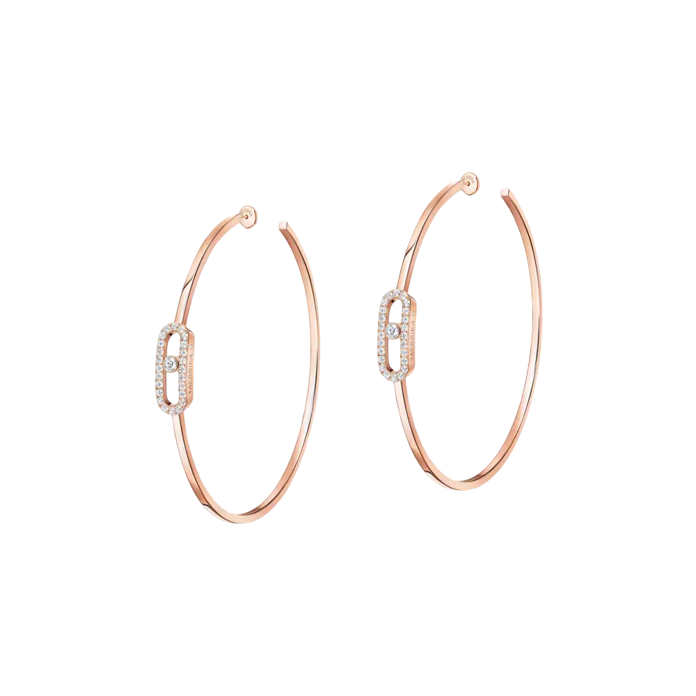 Move Uno Large Hoop Earrings Pink Gold Diamond Earrings