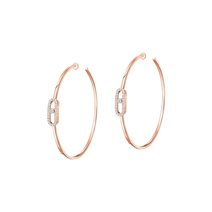 Move Uno Large Hoop Earrings Pink Gold Diamond Earrings