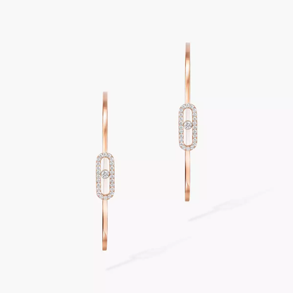 Move Uno Large Hoop Earrings Pink Gold Diamond Earrings