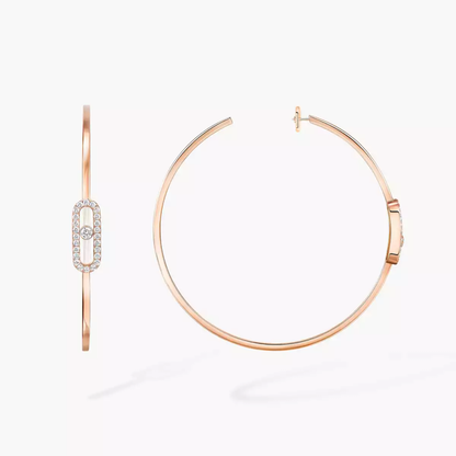 Move Uno Large Hoop Earrings Pink Gold Diamond Earrings