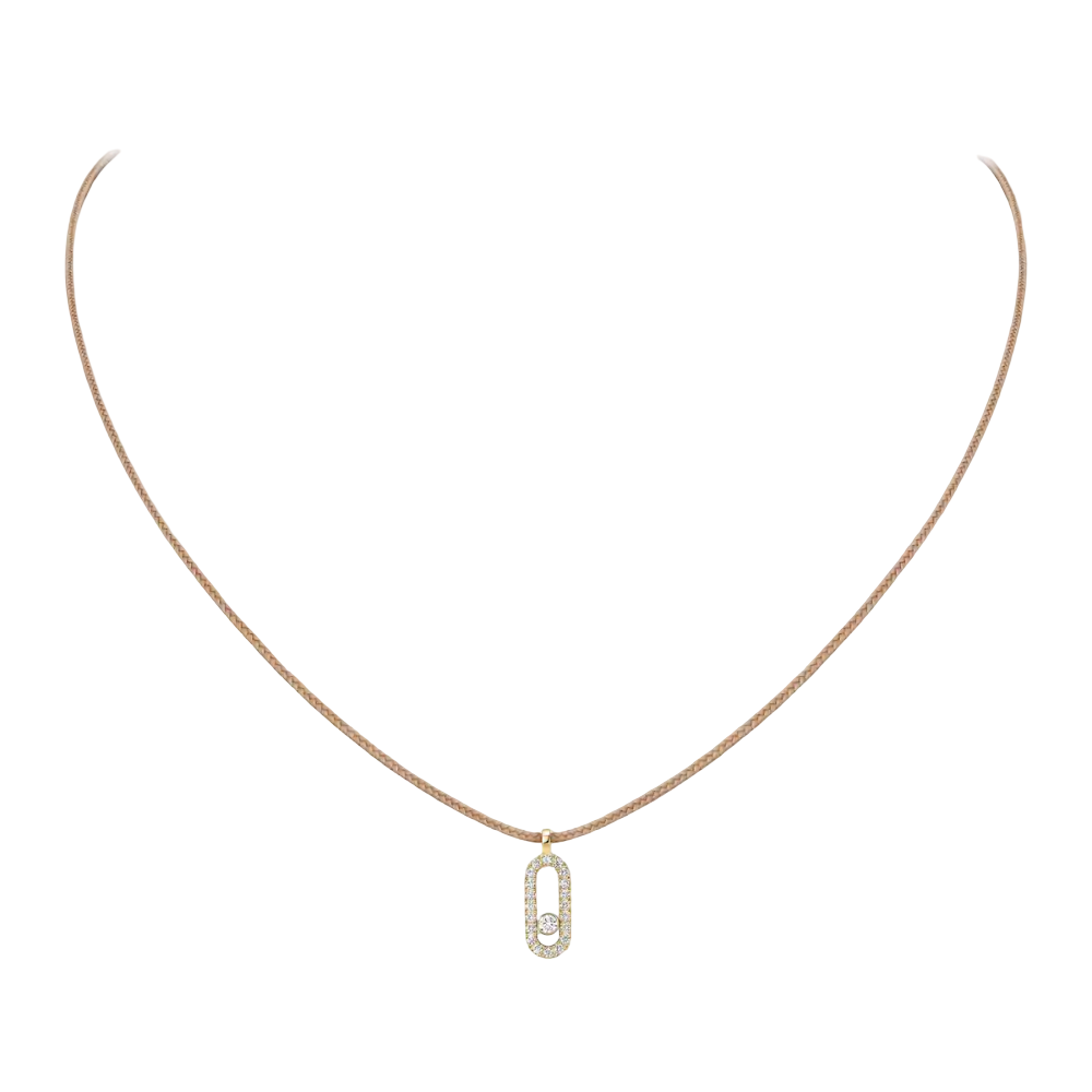 Messika Care(s) beige cord pavé necklace
